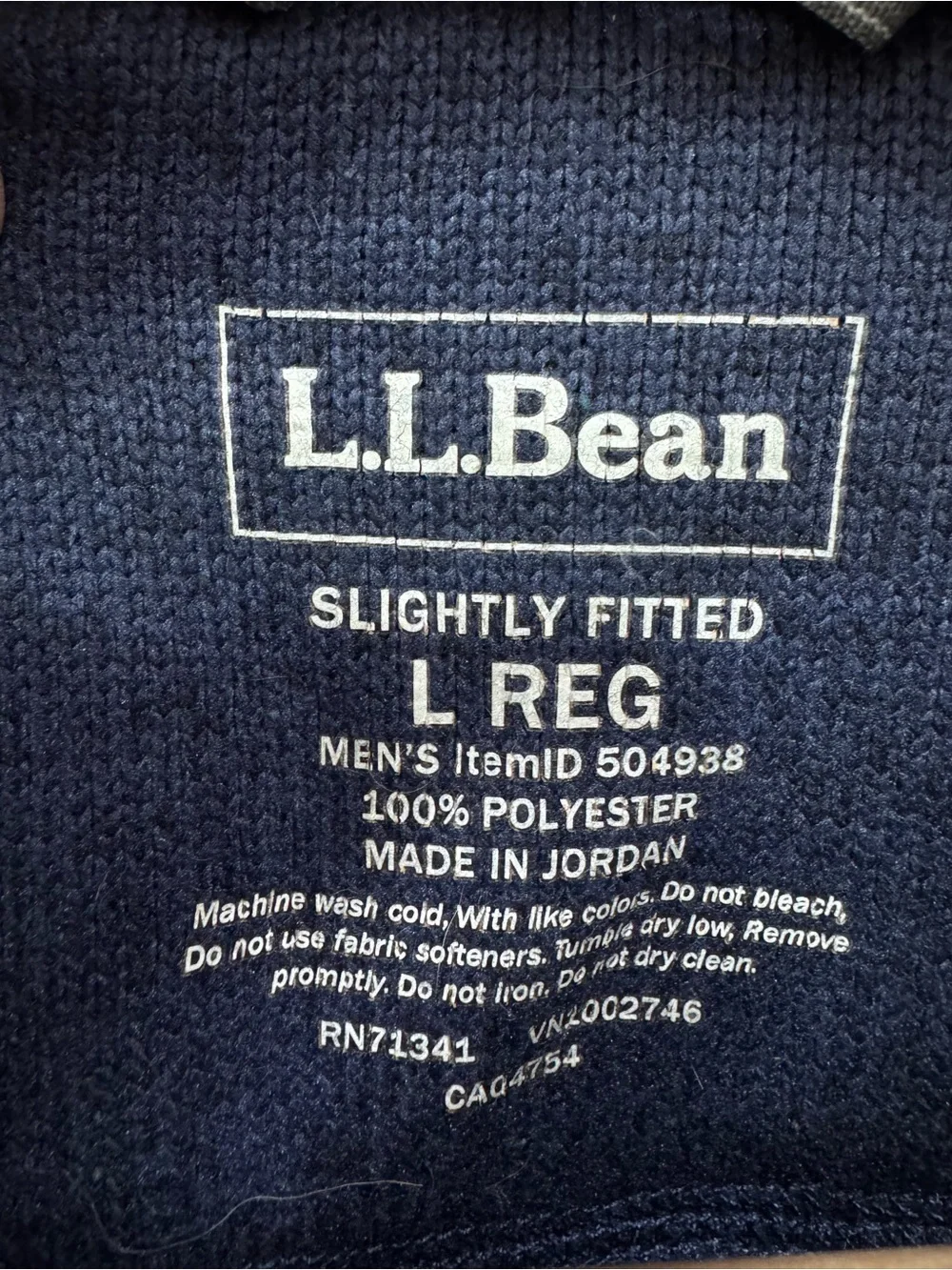 L.L. Bean Sweater Fleece Full Zip Jacket Navy Blue warm cozy classic style Lg